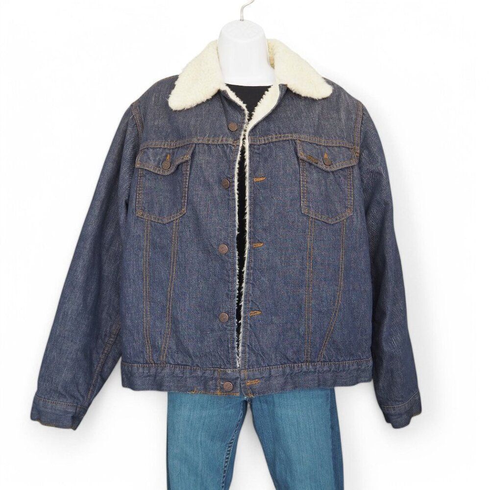 Sears Roebuck Vintage 70s 80s Sherpa Lined Denim Trucker Jacket Men's L